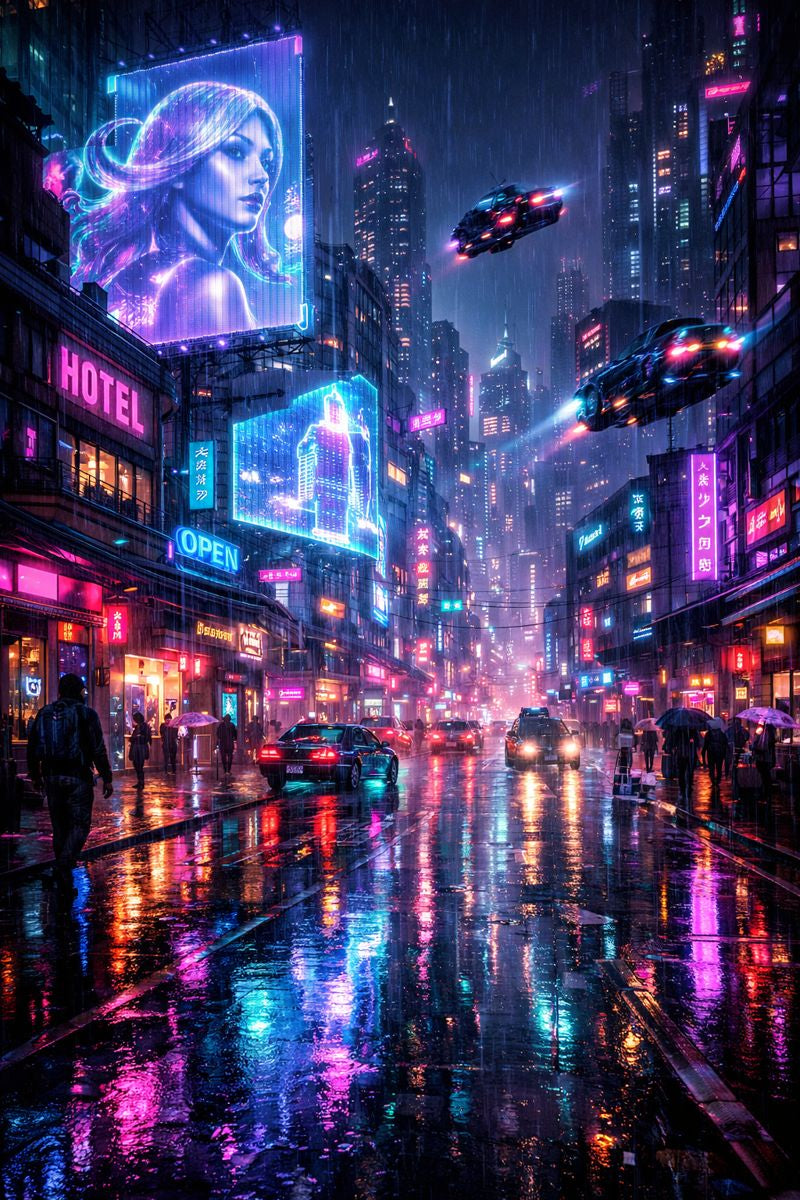Cyberpunk Neon Cityscape - Futuristic Digital Wallpaper for Desktop & Mobile